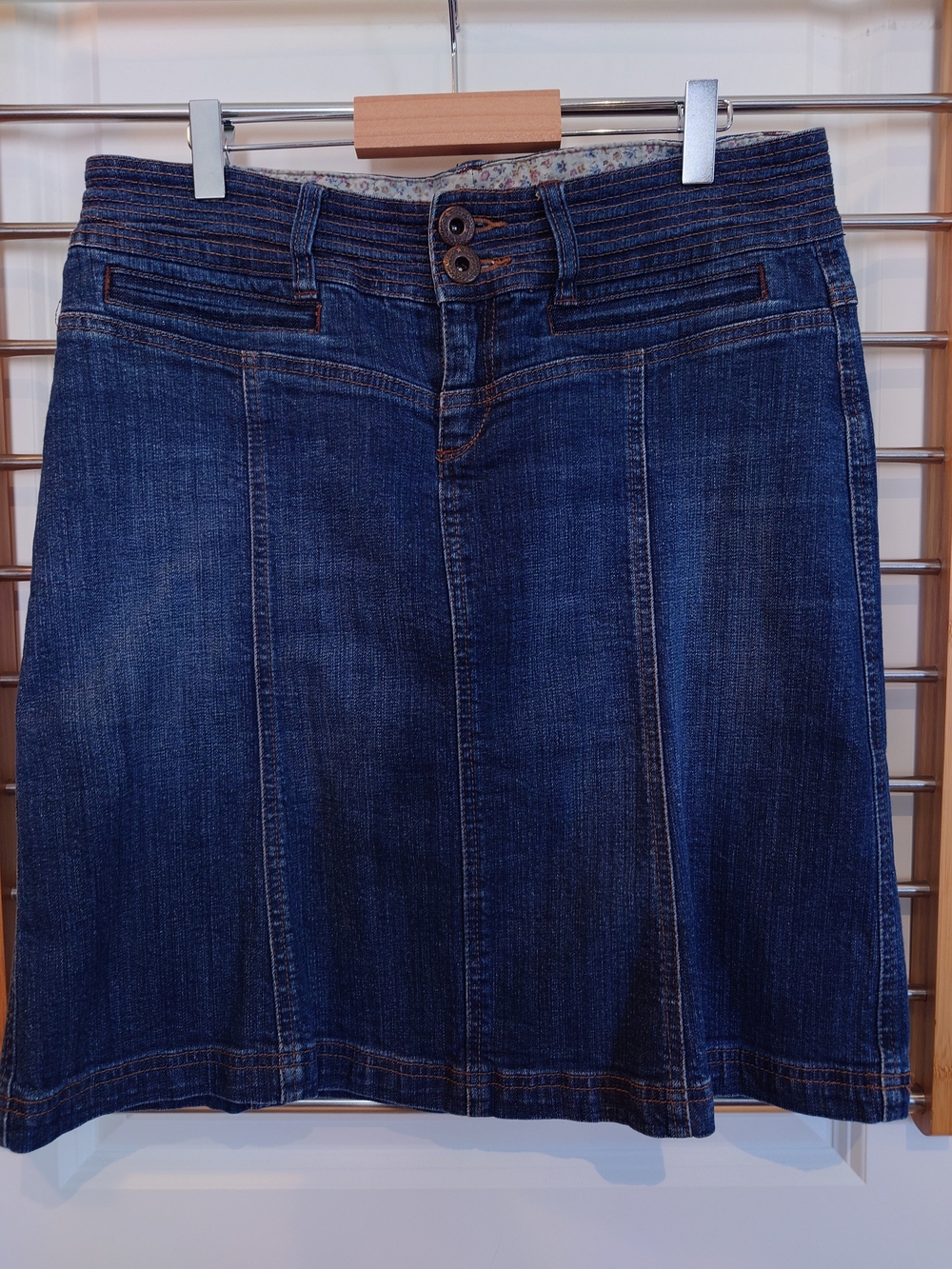Dark Blue Denim A-Line Skirt - Women